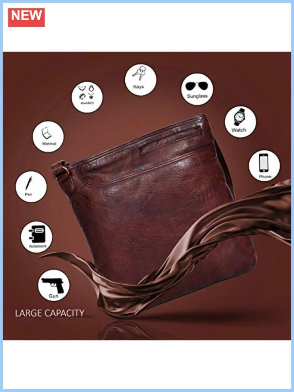 Handmade Leather Crossbody Bag with Detachable Holster